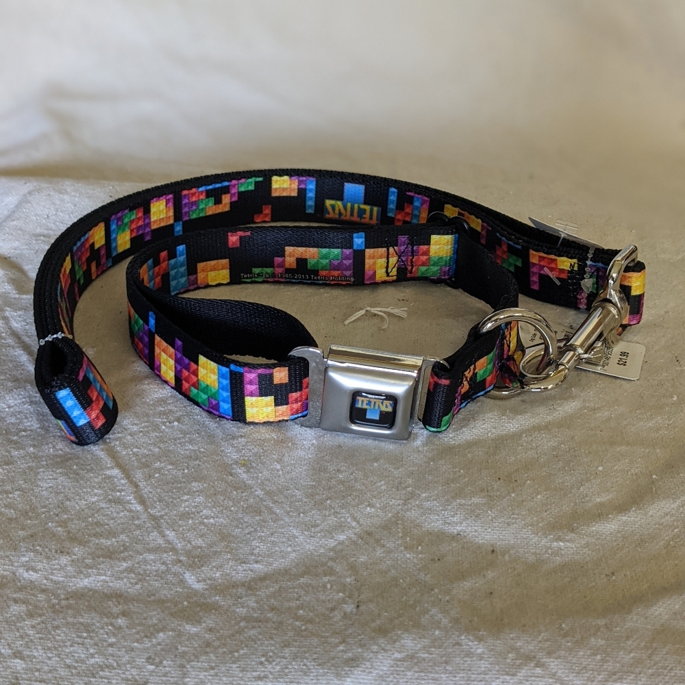 NWT Buckle Down Tetris Dog Collar/Leash Set